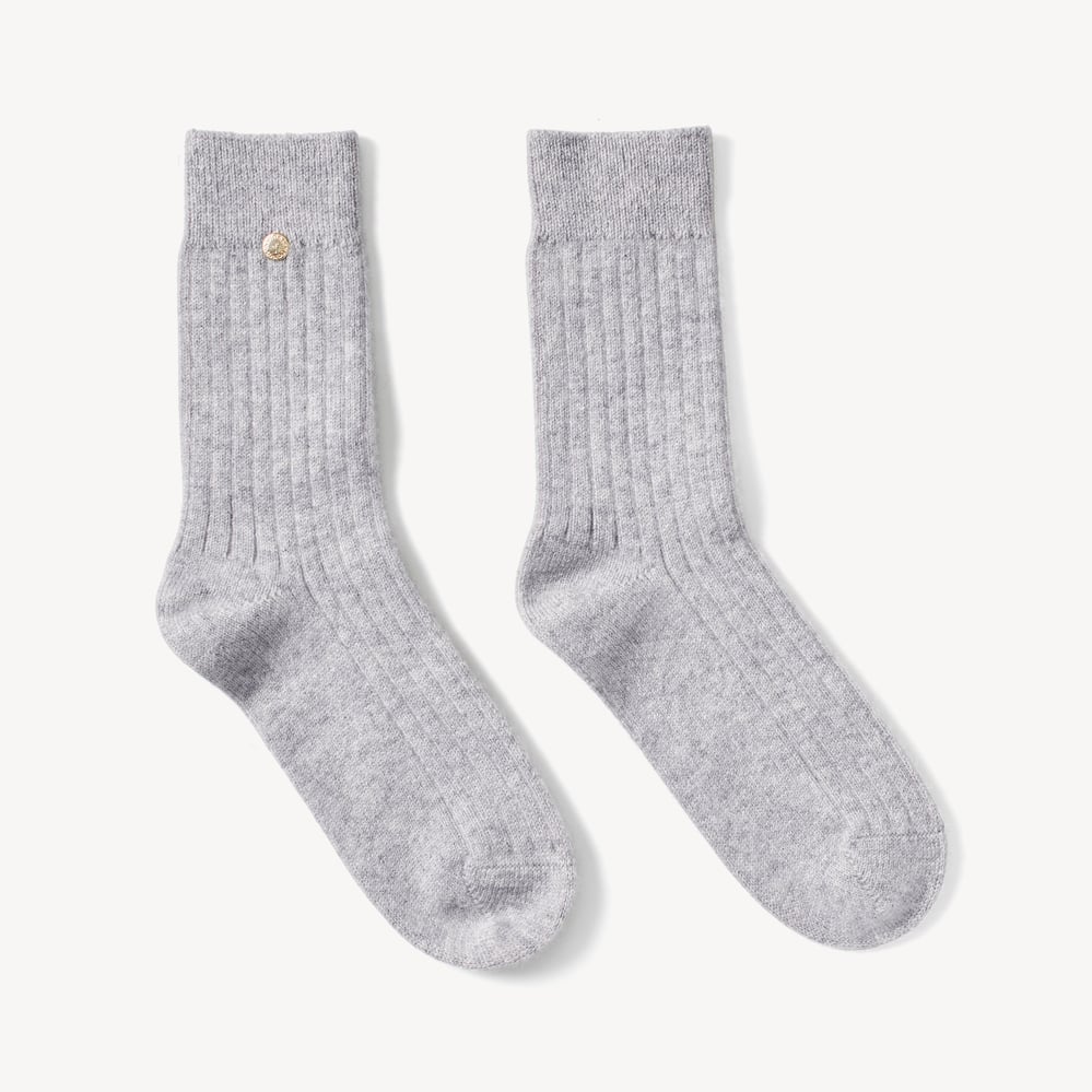 Rib Knit Cashmere Socks Mid Grey Melange Cashmere