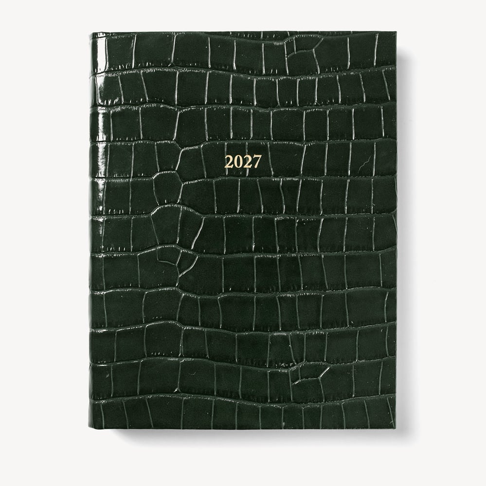 2027 A4 Day to Page Diary Deep Shine Evergreen Croc
