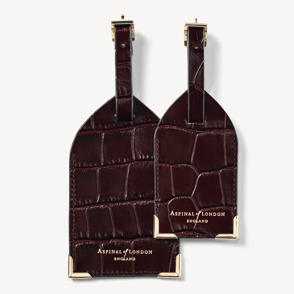 Set of 2 Luggage Tags Deep Shine Amazon Brown Croc