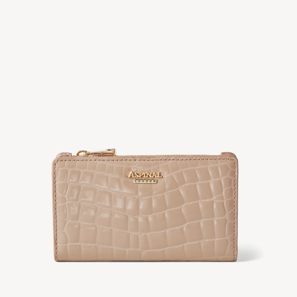 Mayfair® Coin & Card Wallet Soft Taupe Patent Croc