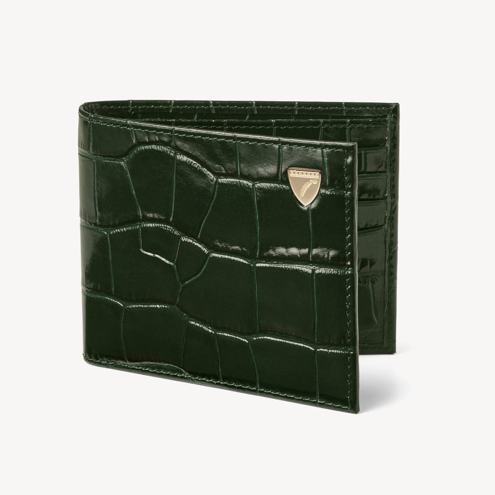 8 Card Billfold Wallet Deep Shine Evergreen Croc