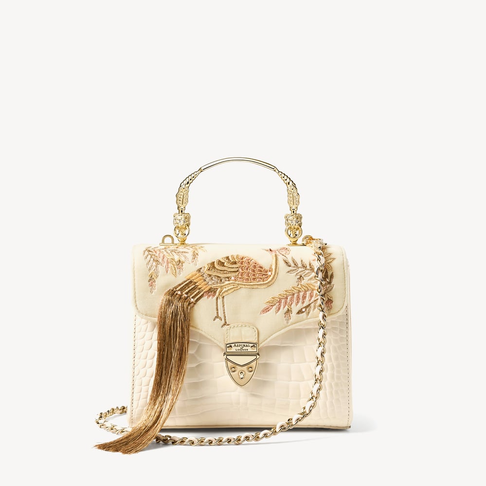 Midi Mayfair® Ivory Velvet & Patent Croc
