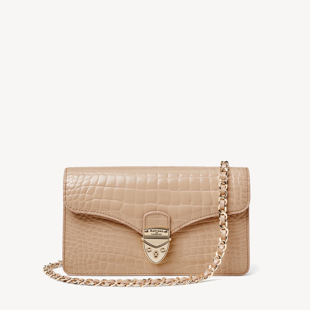 Mayfair®Clutch Soft Taupe Patent Croc