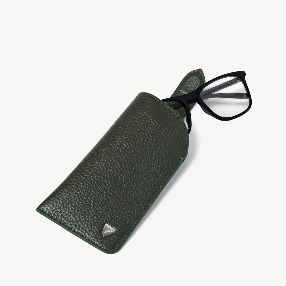 Glasses Case with Tab Forest Green Pebble