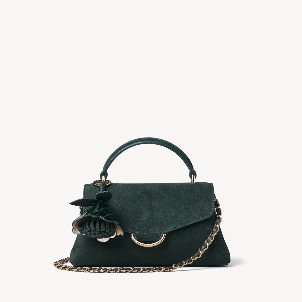 Annabel Small with Peony Charm Emerald Suede