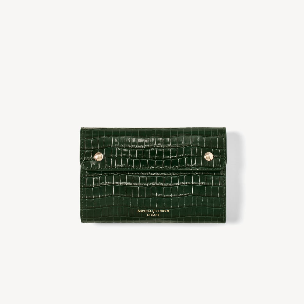 Travel Jewellery Roll Deep Shine Evergreen Small Croc