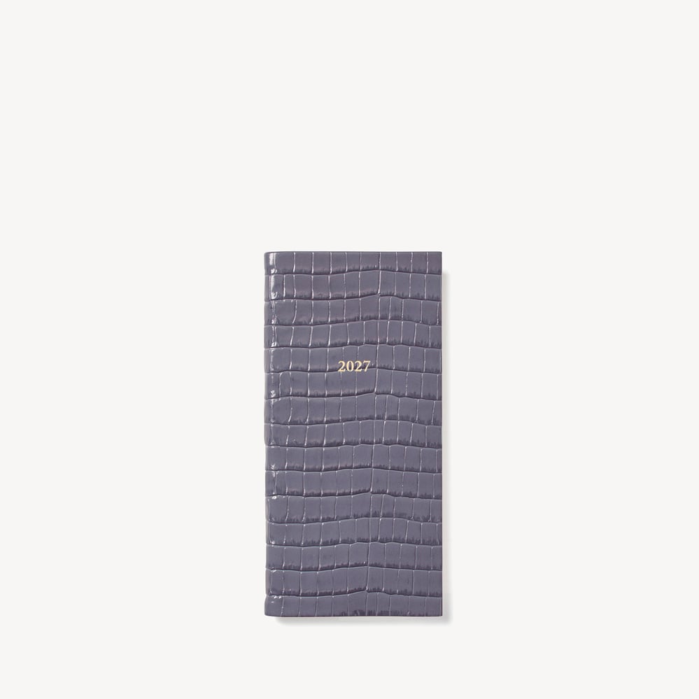 2027 Slim Pocket Diary Deep Shine Dusky Blue Small Croc