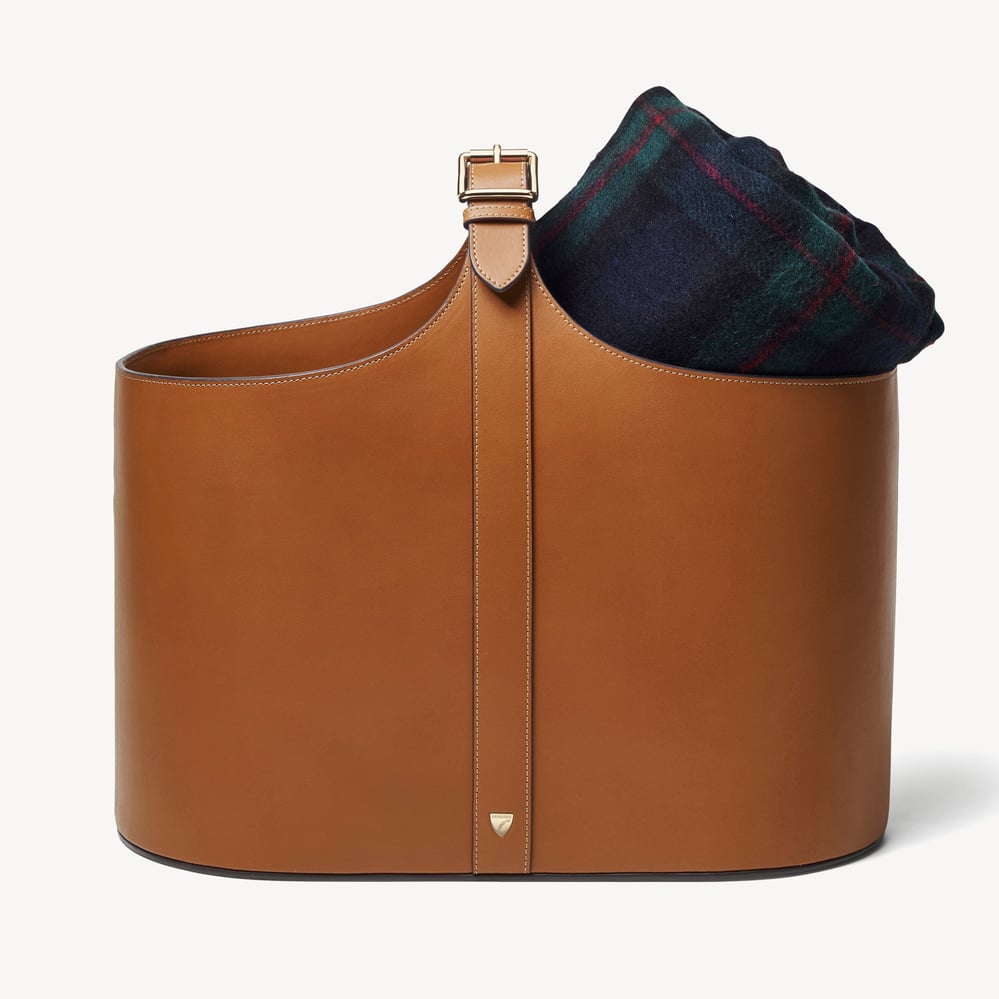 Leather Storage Basket Smooth Tan