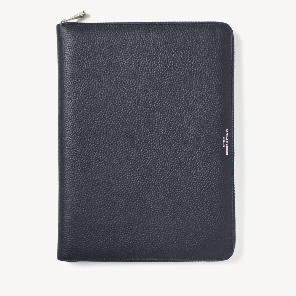Executive A4 Zipped Padfolio Dark Navy Pebble