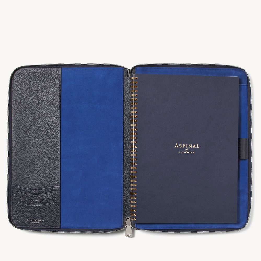 Executive A4 Zipped Padfolio Dark Navy Pebble