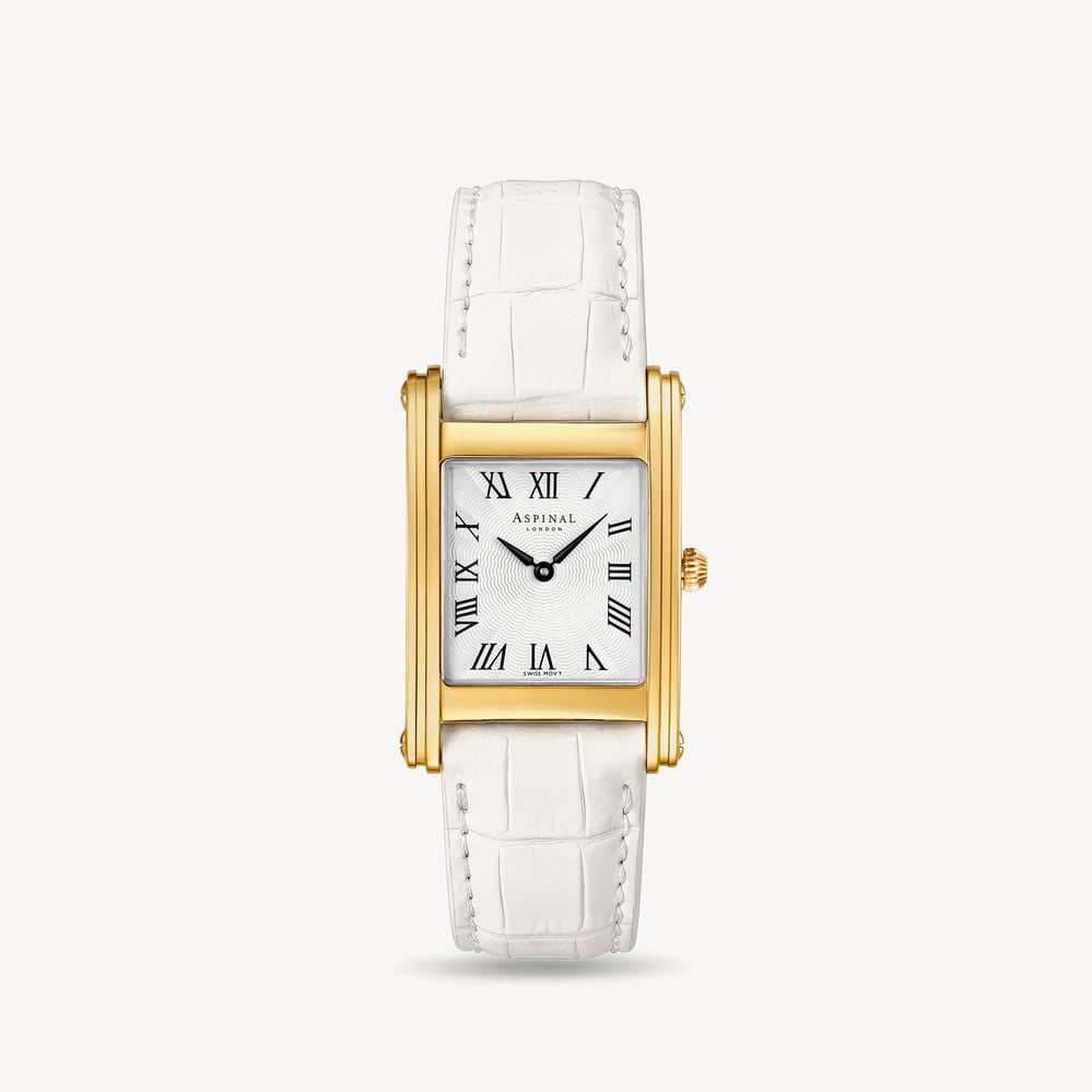 Mayfair® Classic Watch 23ct Gold Plated - Deep Shine White Croc
