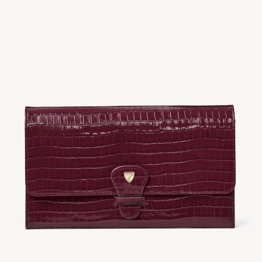 Travel Wallet Deep Shine Garnet Small Croc