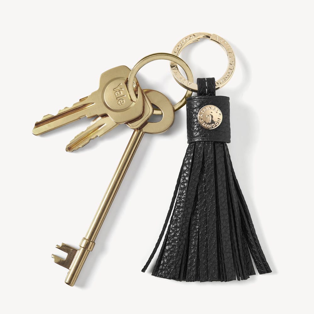 Hudson Tassel Keyring Black Milled Pebble
