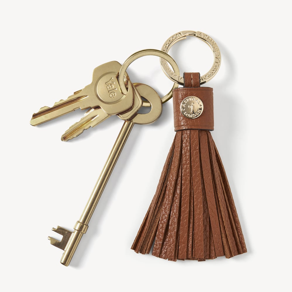 Hudson Tassel Keyring Tan Milled Pebble