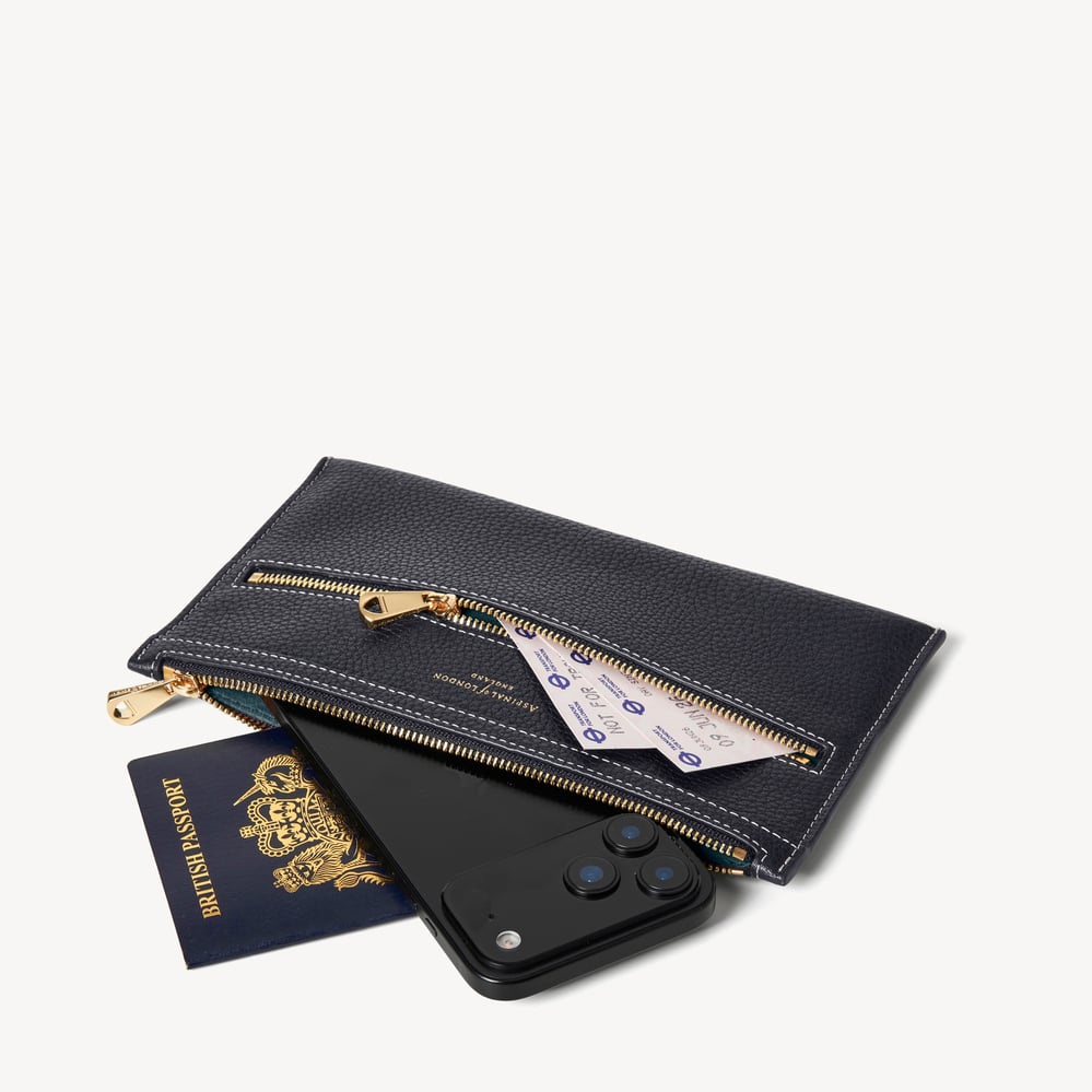 Hudson Travel Pouch Classic Navy Milled Pebble