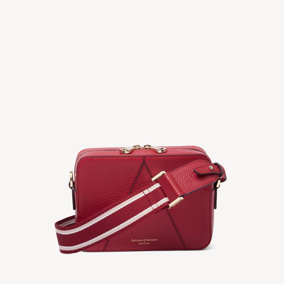 Camera Crossbody with Changeable Straps Cherry Red Pebble