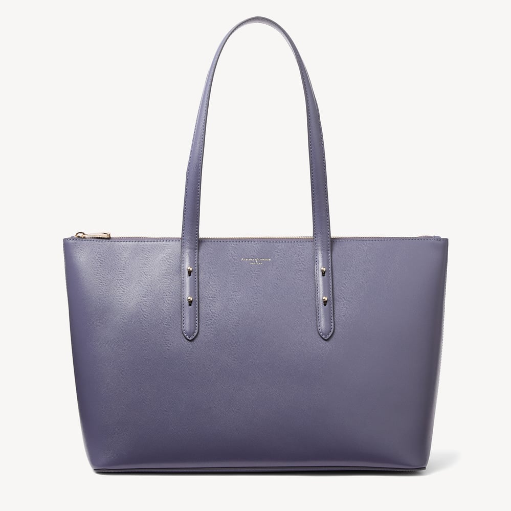 Regent Zipped Tote Dusky Blue Saffiano