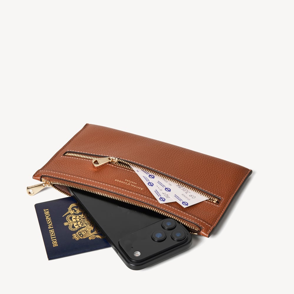 Hudson Travel Pouch Tan Milled Pebble