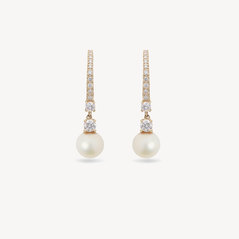 Icy Diamond & Pearl Drop Earrings 0.35ct Diamond