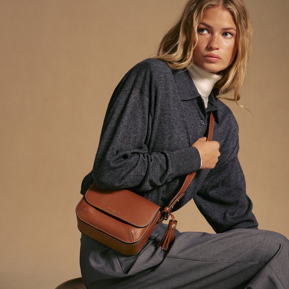 Ella Crossbody Tan Milled Pebble