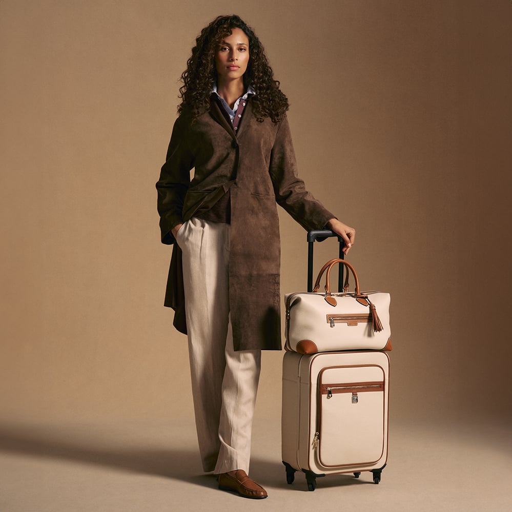 Hudson Cabin Suitcase Beach Stone Premium Pebble & Smooth Tan