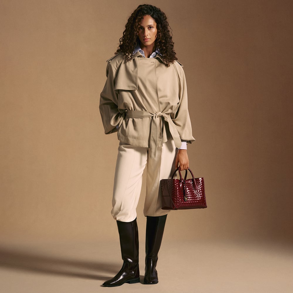 Midi London Tote Merlot Woven Leather
