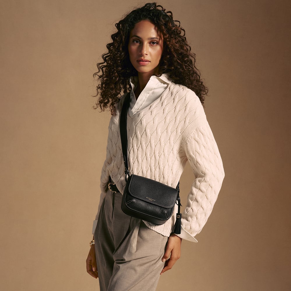 Ella Crossbody Black Milled Pebble