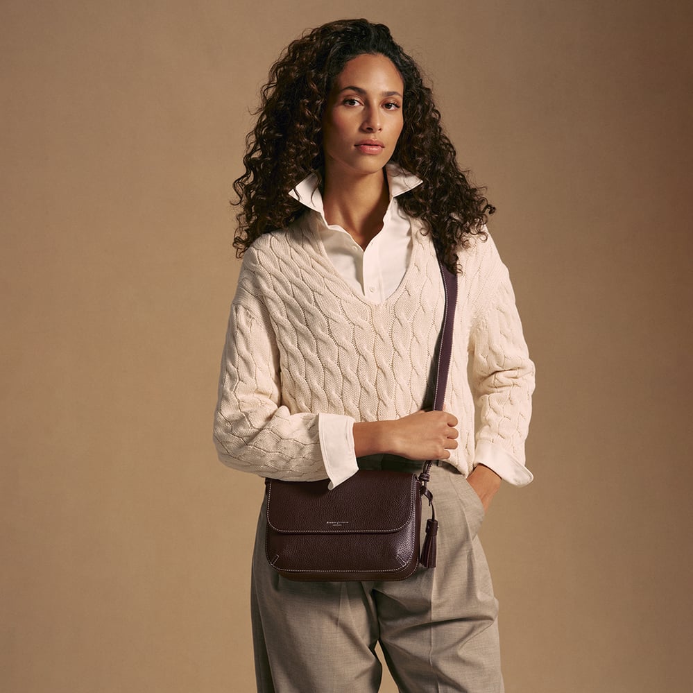 Ella Grande Crossbody Wine Milled Pebble