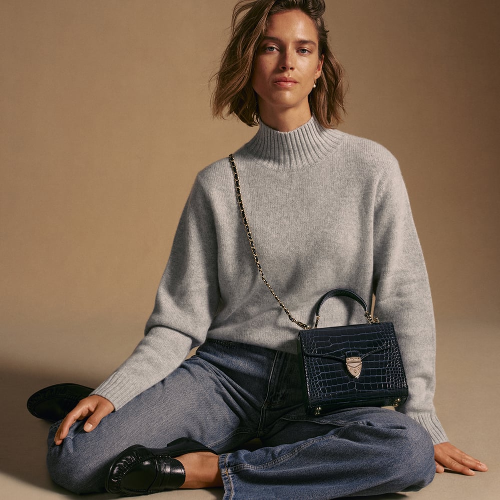 Midi Mayfair® Midnight Blue Patent Croc