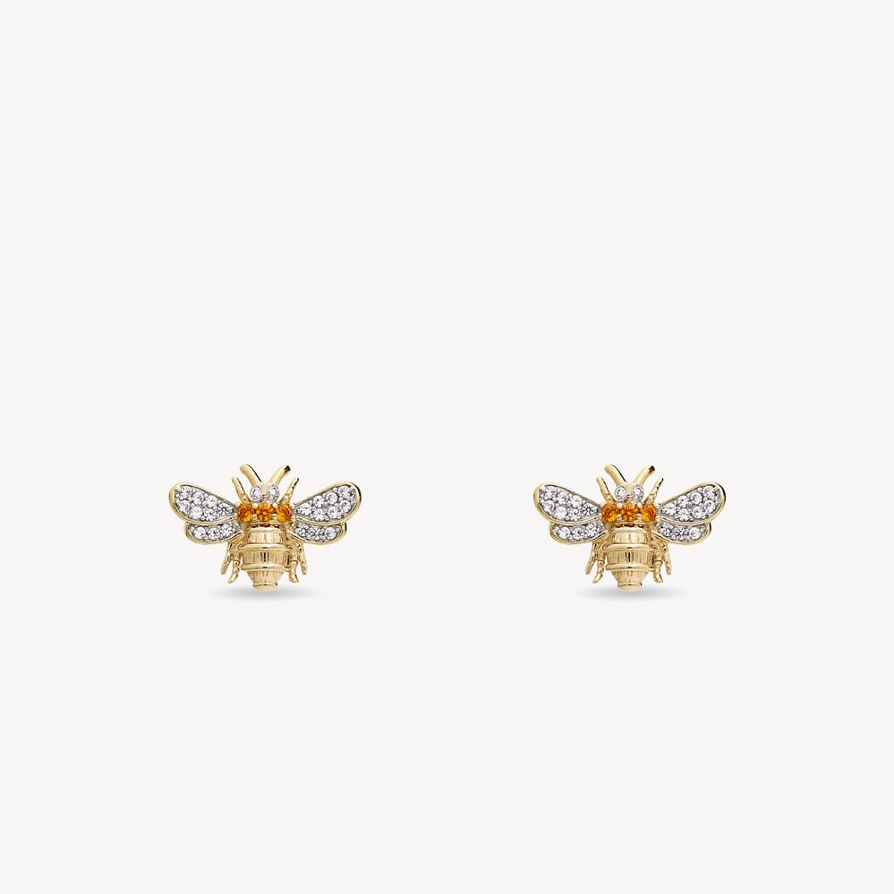 Diamond Bee Stud Earrings 0.02ct Diamond