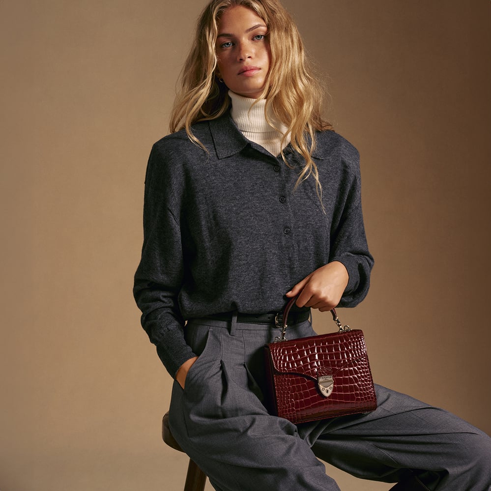 Midi Mayfair® Merlot Patent Croc
