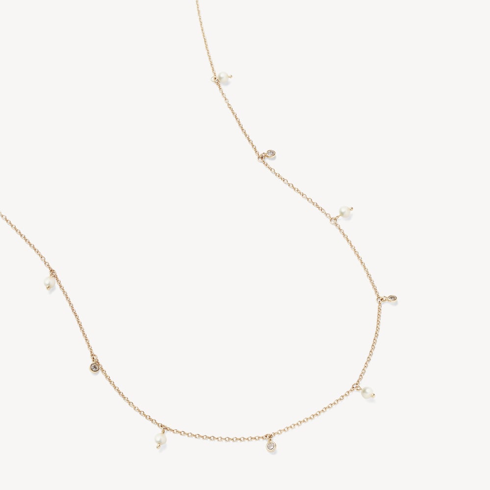 Celeste Diamond & Pearl Drop Necklace 0.27ct Diamond