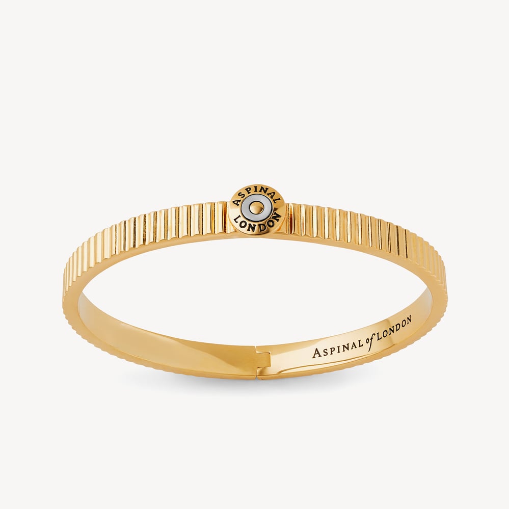 Plain Faceted Edge Bangle 18ct Gold Plated