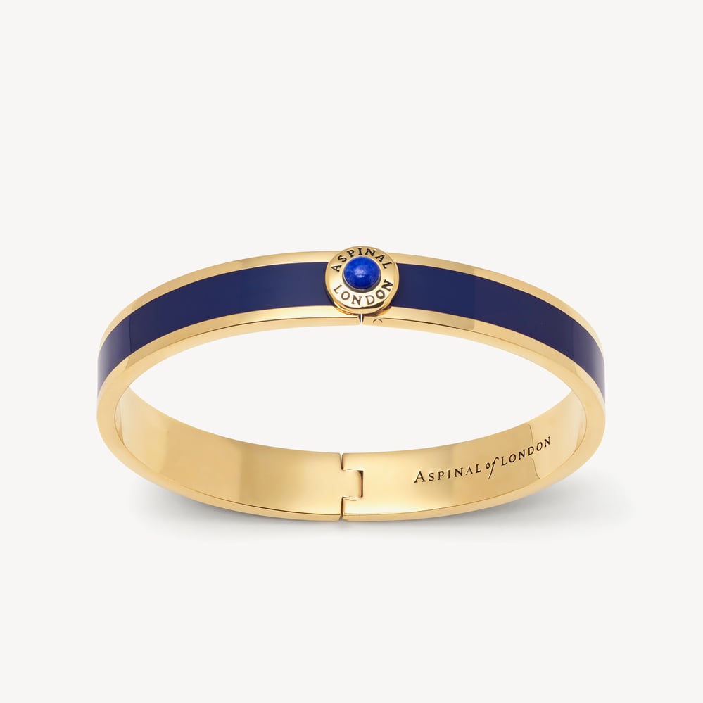 Gemstone Enamel Bangle Navy Enamel, Lapis Lazuli & 18ct Gold Plated