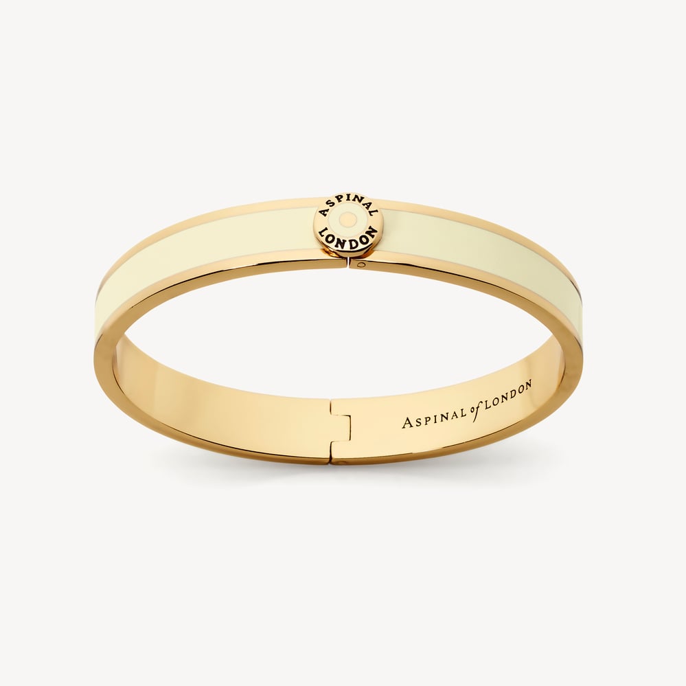 Enamel Bangle Ivory Enamel & 18ct Gold Plated