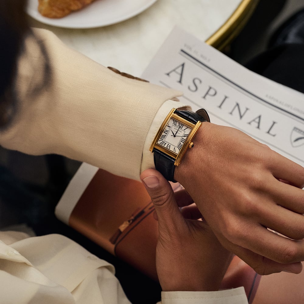 Mayfair® Classic Watch 23ct Gold Plated - Deep Shine Black Croc