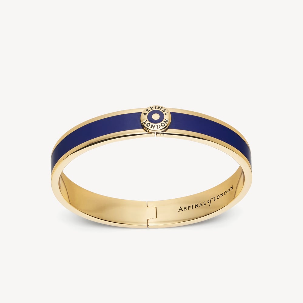 Enamel Bangle Navy Enamel & 18ct Gold Plated