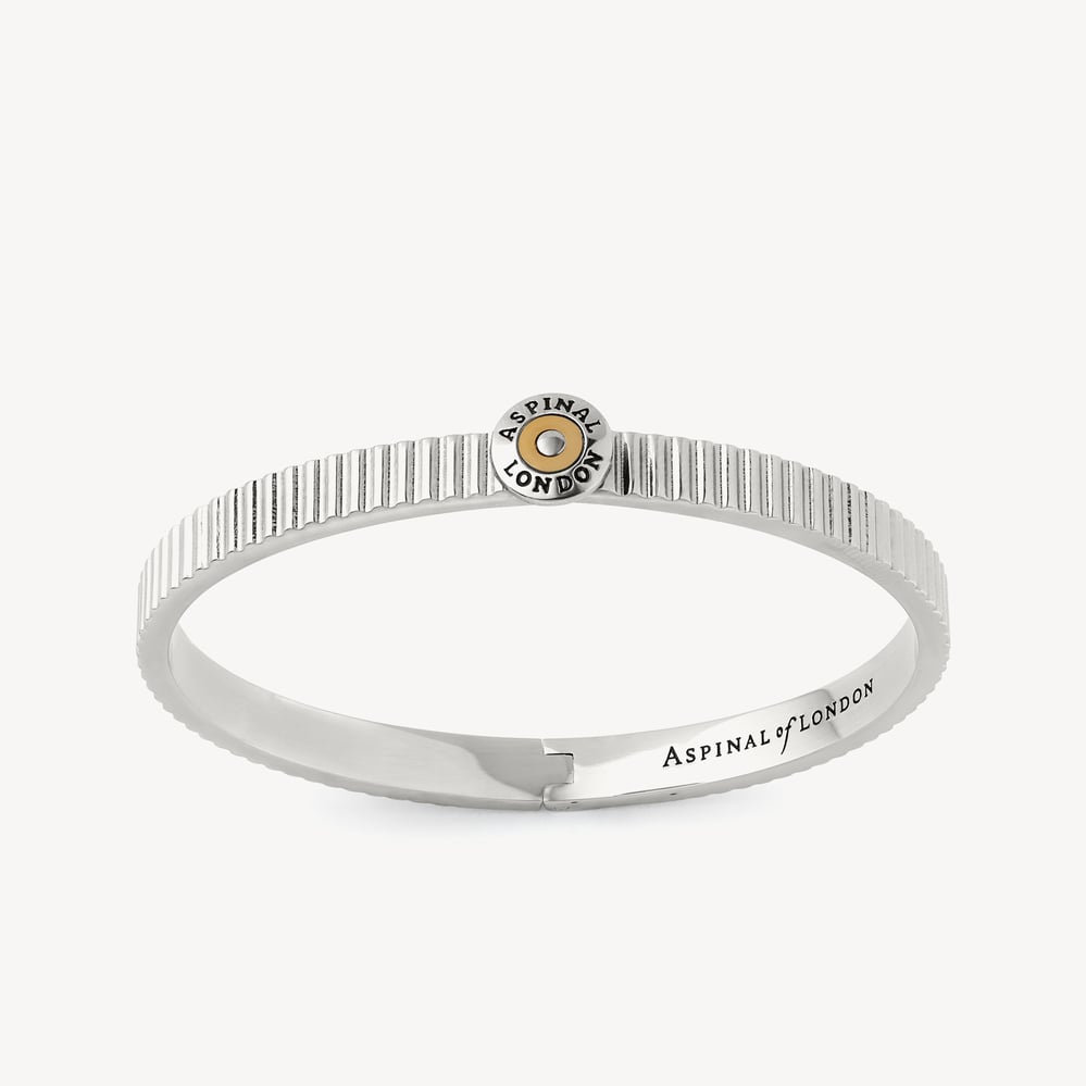 Plain Faceted Edge Bangle Palladium Silver Plated