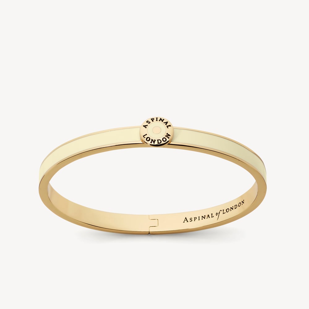 Thin Enamel Bangle Ivory Enamel & 18ct Gold Plated