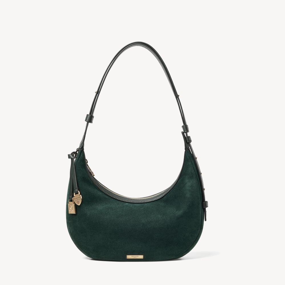 Soho Small Crescent Emerald Suede