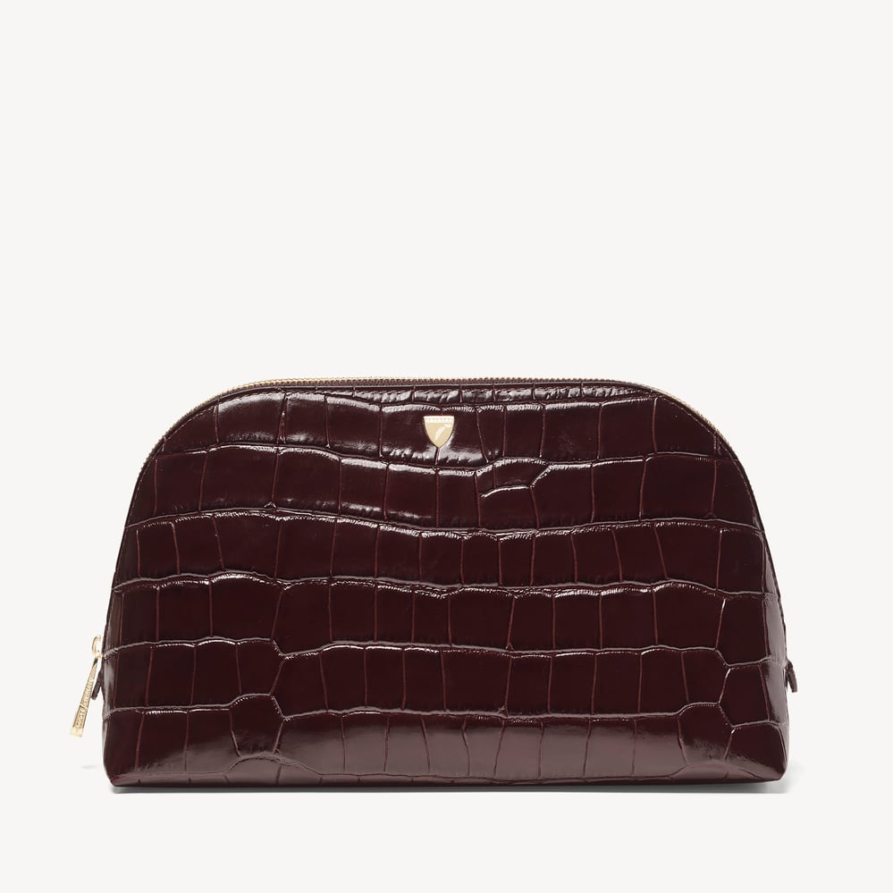 Classic Toiletry Bag Deep Shine Dark Amazon Brown Croc