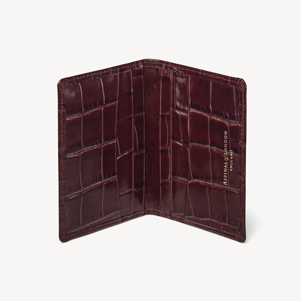Double Fold Credit Card Holder Deep Shine Amazon Brown Croc