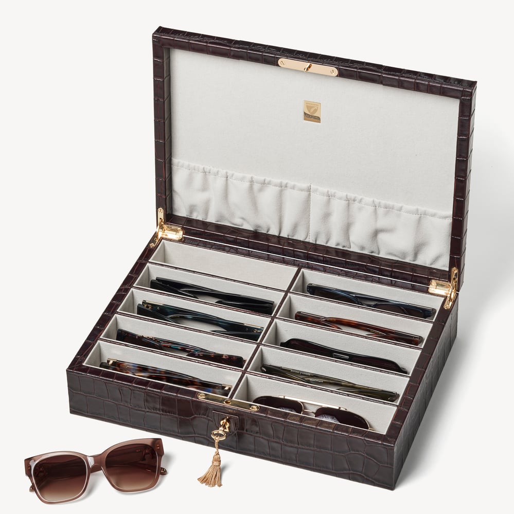 Glasses Case Deep Shine Amazon Brown Croc