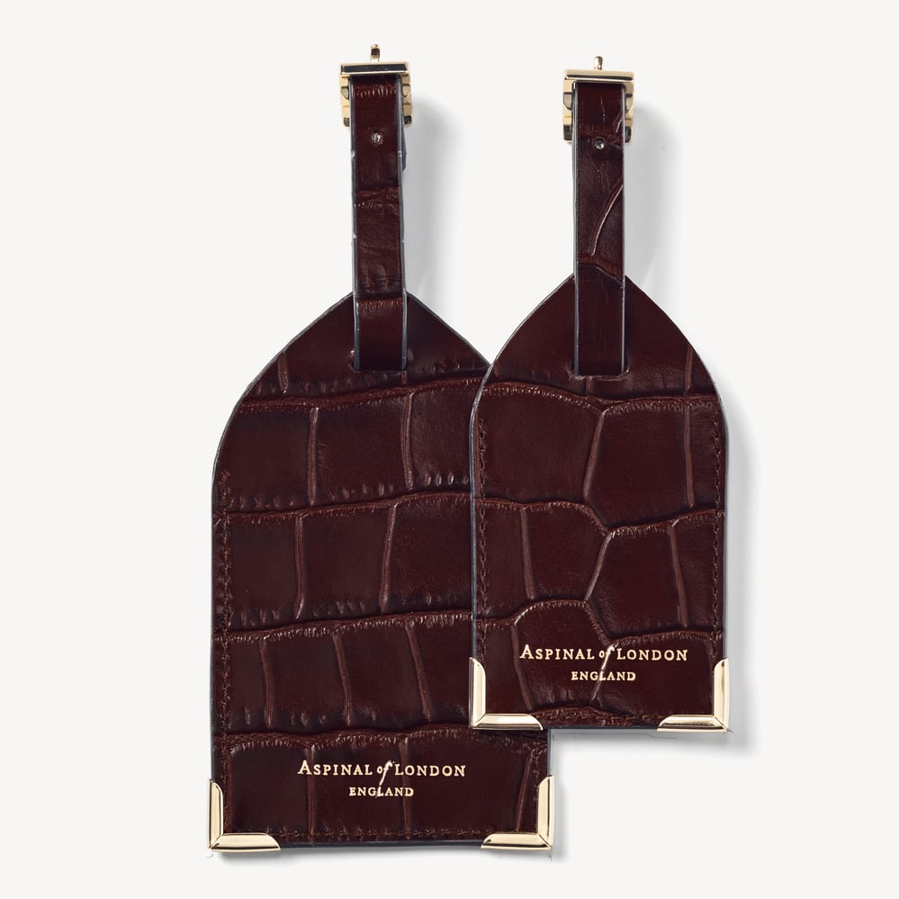 Set of 2 Luggage Tags Deep Shine Amazon Brown Croc