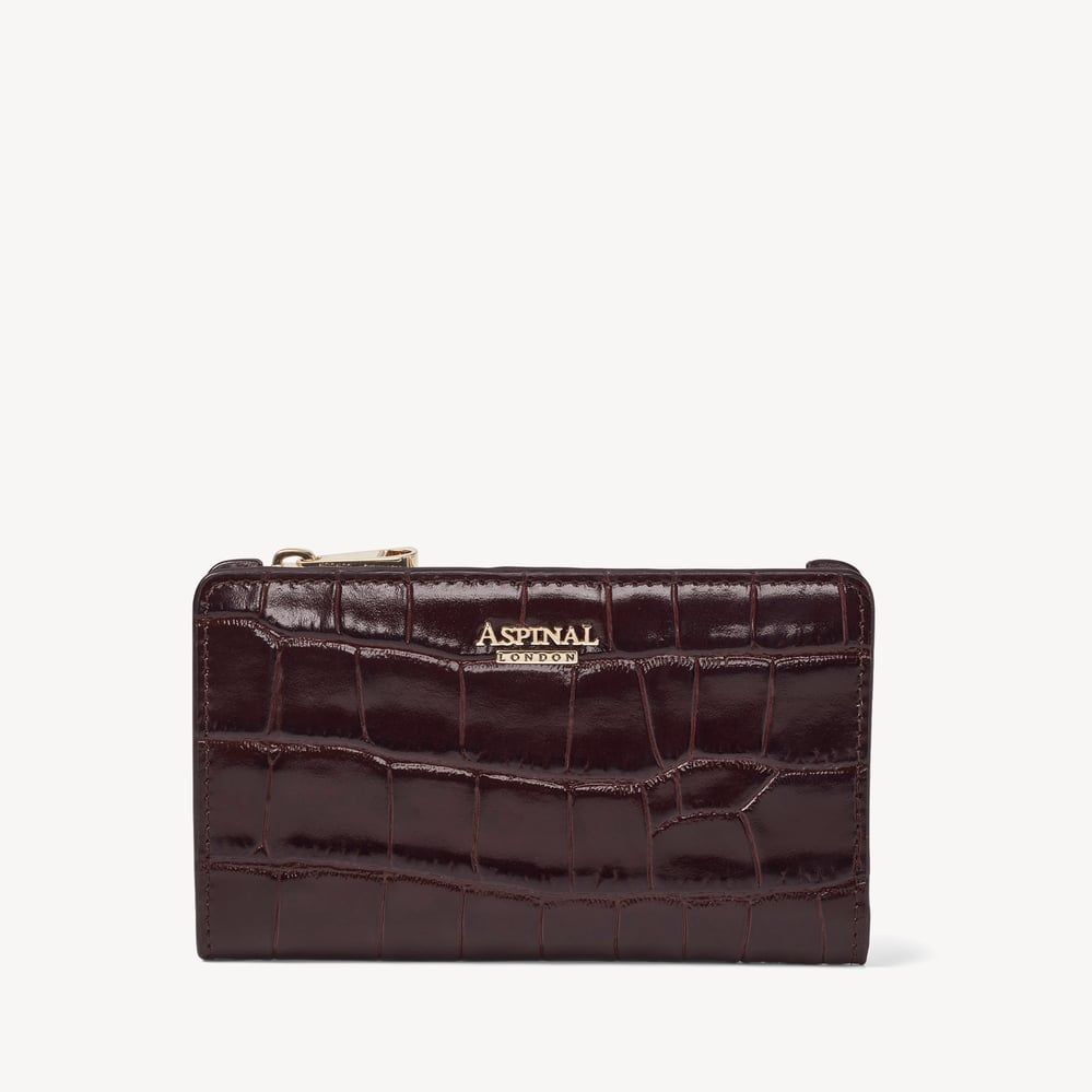 Mayfair® Coin & Card Wallet Deep Shine Dark Amazon Brown Croc
