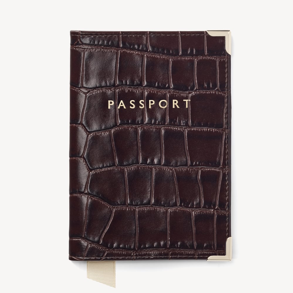 Passport Cover Deep Shine Amazon Brown Croc