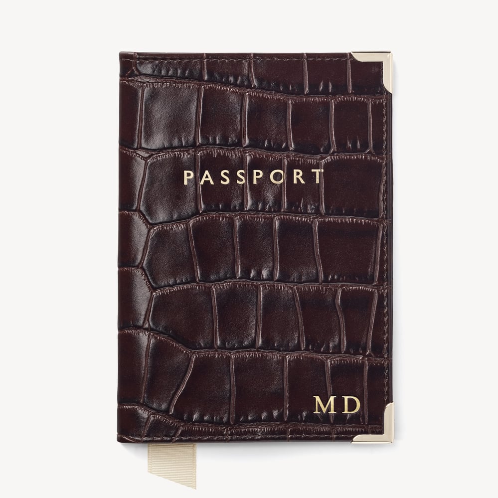 Passport Cover Deep Shine Amazon Brown Croc