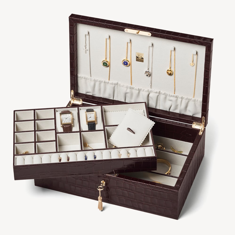 Prestige Jewellery Box Deep Shine Amazon Brown Croc