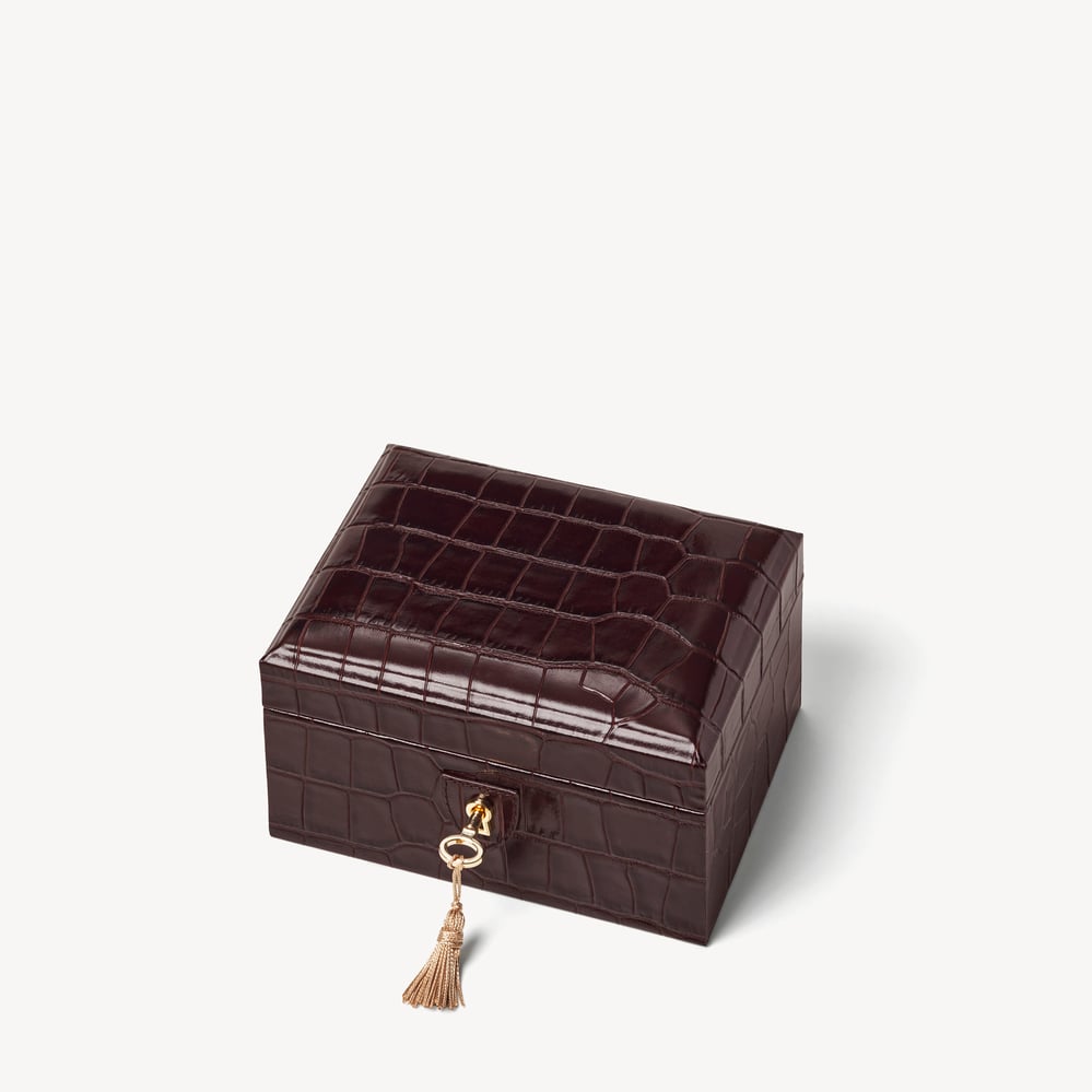 Three Piece Watch Box Deep Shine Amazon Brown Croc