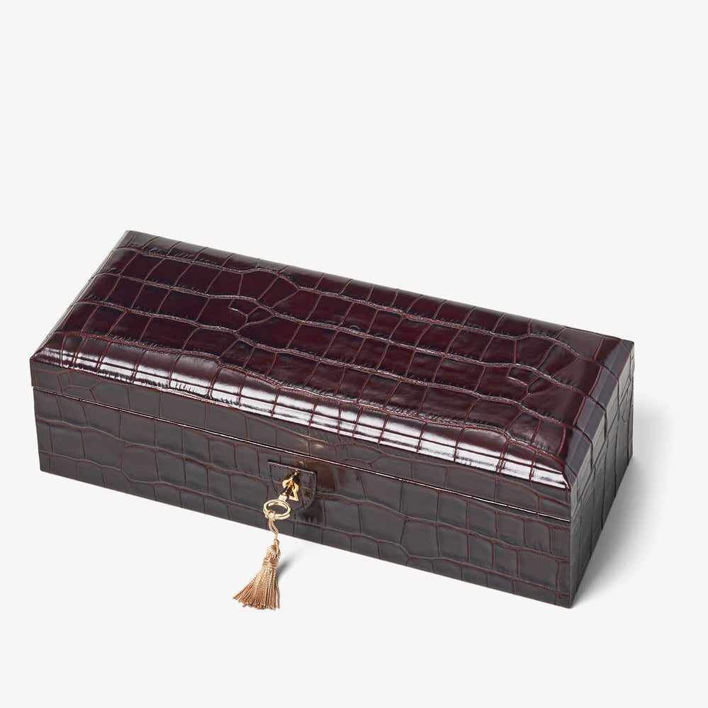 Five Piece Watch Box Deep Shine Amazon Brown Croc